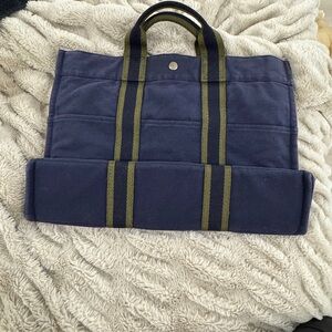 Hermes Navy and Olive Tote Bag